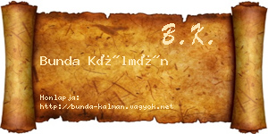 Bunda Kálmán névjegykártya